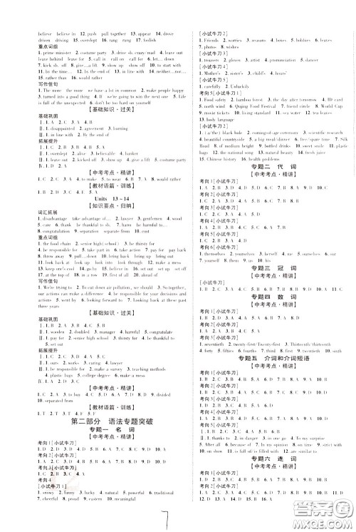 2020升级版云南中考新突破英语参考答案
