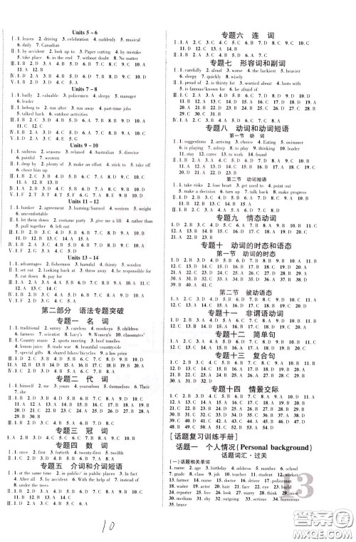 2020升级版云南中考新突破英语参考答案