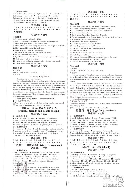 2020升级版云南中考新突破英语参考答案