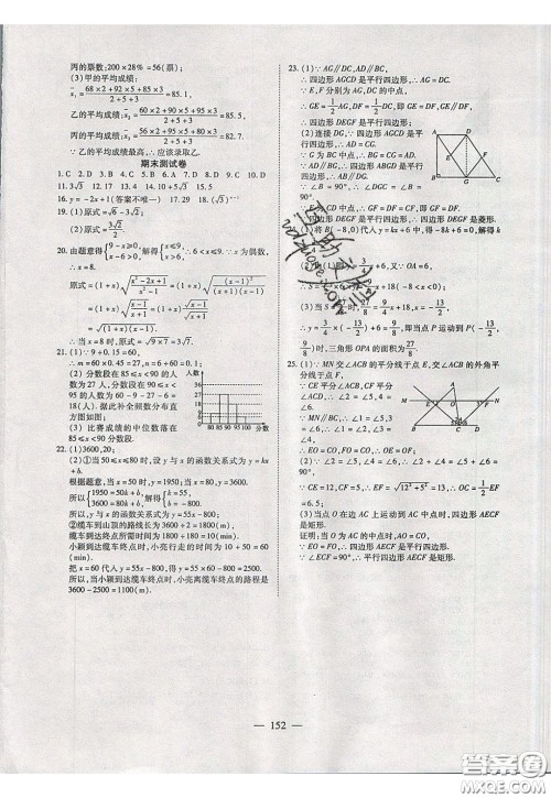 2020年有效课堂课时导学案八年级下册数学人教版参考答案