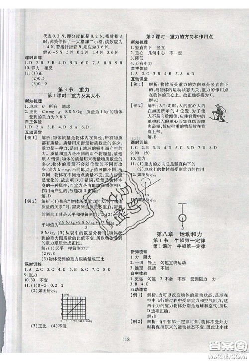 2020年有效课堂课时导学案八年级下册物理人教版参考答案