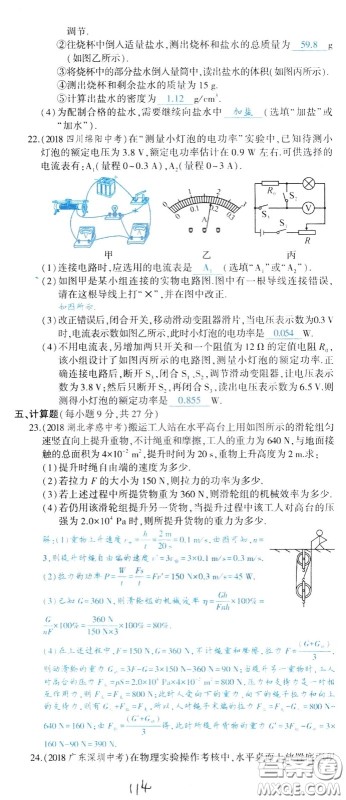 状元成才路2020年状元导练九年级下册物理人教版参考答案