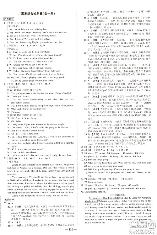 状元成才路2020年状元导练九年级下册英语人教版参考答案