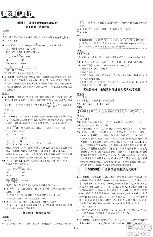 状元成才路2020年状元导练九年级下册化学人教版参考答案