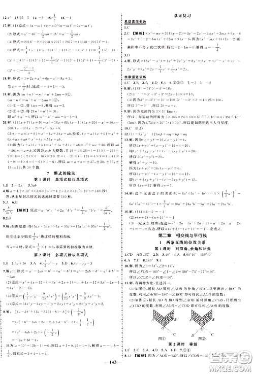状元成才路2020年状元导练七年级下册数学北师版参考答案
