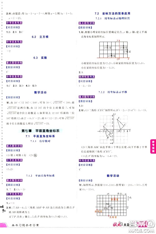 状元成才路2020年状元大课堂导学案标准本七年级下册数学人教版参考答案