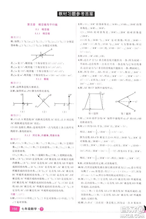 状元成才路2020年状元大课堂导学案标准本七年级下册数学人教版参考答案