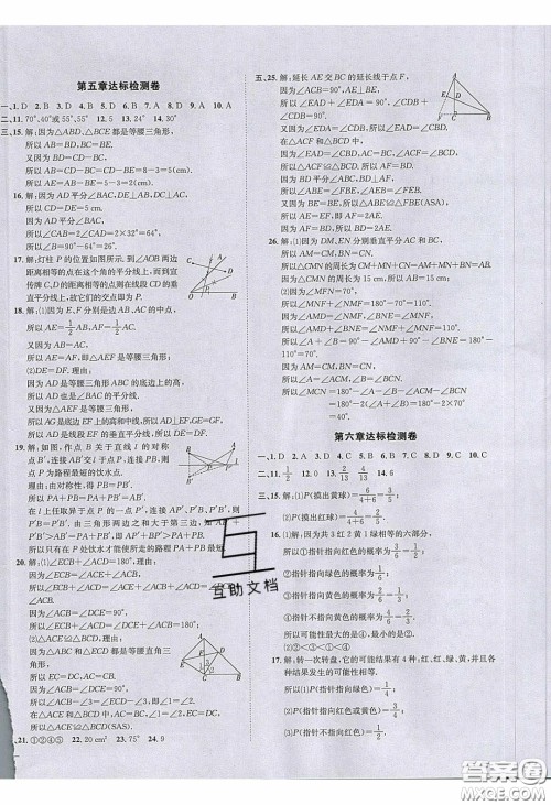 2020名校秘题全程导练导学案七年数学下册北师大版答案
