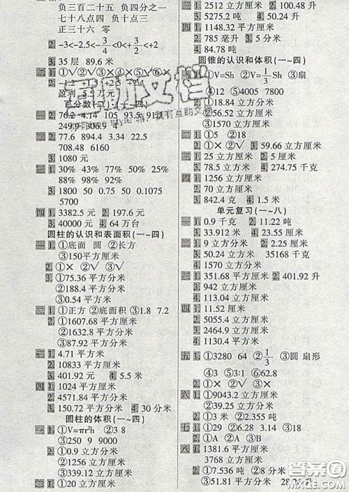 2020新版一天一页每日6分钟数学天天练六年级下册答案 2020新版一天一页每日6分钟数学天天练六年级下册答案