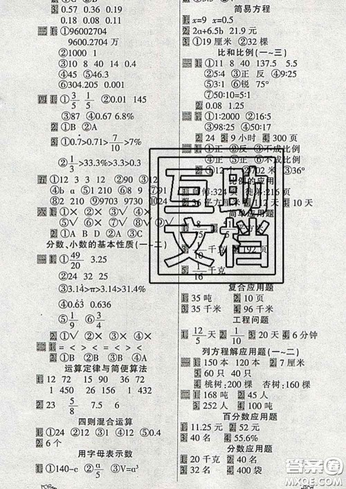 2020新版一天一页每日6分钟数学天天练六年级下册答案 2020新版一天一页每日6分钟数学天天练六年级下册答案