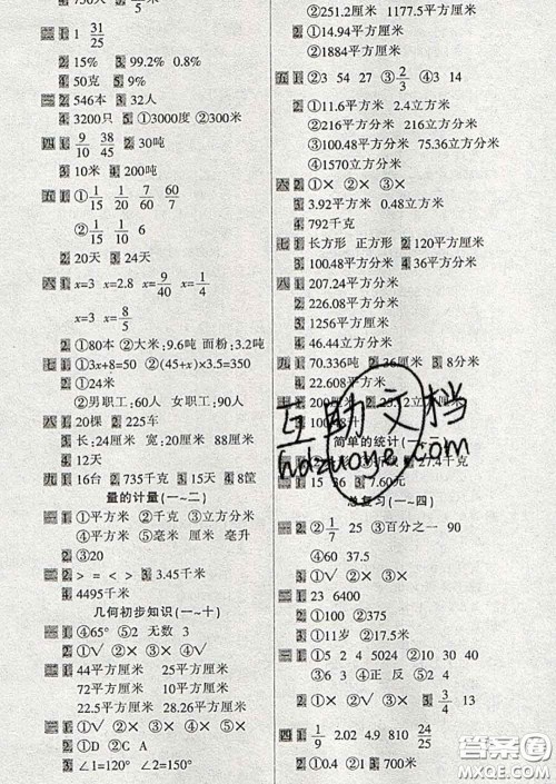 2020新版一天一页每日6分钟计算天天练六年级下册答案 2020新版一天一页每日6分钟计算天天练六年级下册答案