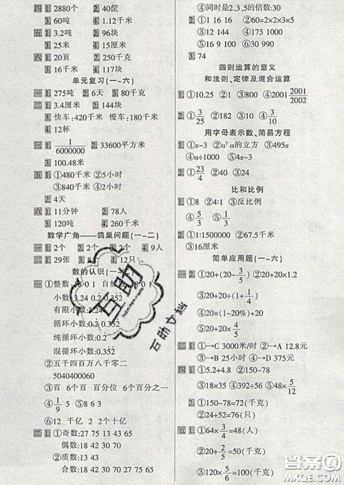 2020新版一天一页每日6分钟应用题天天练六年级下册答案 2020新版一天一页每日6分钟应用题天天练六年级下册答案