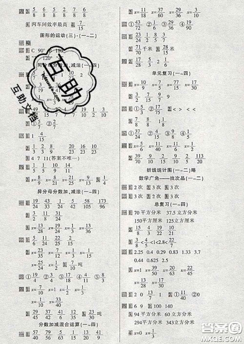 2020新版一天一页每日6分钟计算天天练五年级下册答案 2020新版一天一页每日6分钟计算天天练五年级下册答案