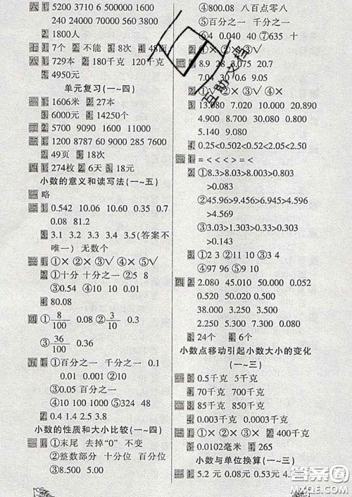 2020新版一天一页每日6分钟数学天天练四年级下册答案