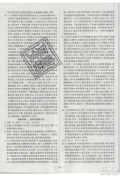 2020自主训练九年级道德与法治下册人教版答案 2020自主训练九年级道德与法治下册人教版答案