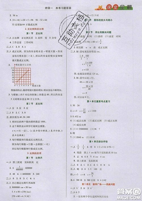 2020新版跳跳熊小学特级教师课堂全解六年级数学下册人教版答案