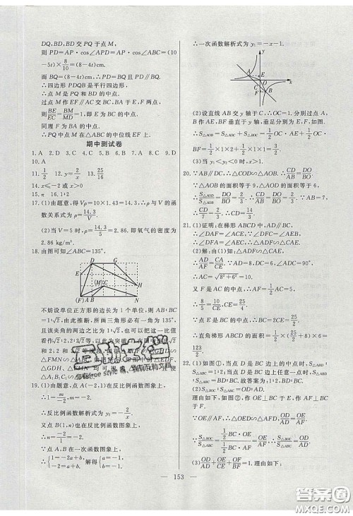 2020自主训练九年级数学下册人教版答案