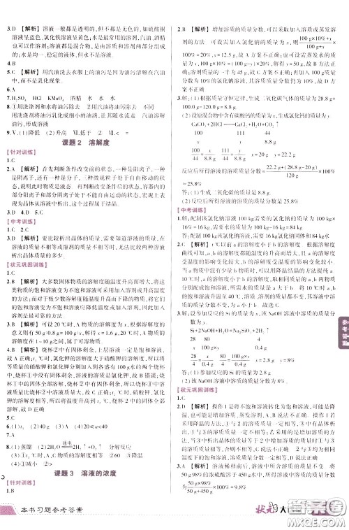 状元成才路2020年状元大课堂导学案标准本九年级下册化学人教版参考答案 状元成才路2020年状元大课堂导学案标准本九年级下册化学人教版参考答案