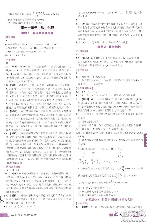 状元成才路2020年状元大课堂导学案标准本九年级下册化学人教版参考答案 状元成才路2020年状元大课堂导学案标准本九年级下册化学人教版参考答案