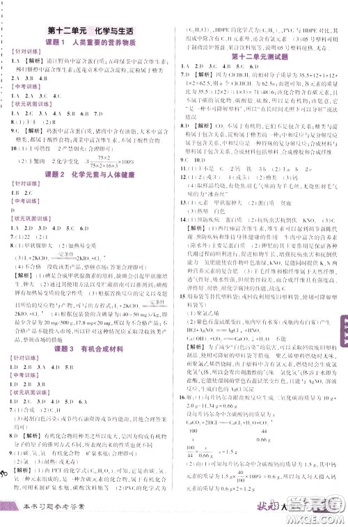 状元成才路2020年状元大课堂导学案标准本九年级下册化学人教版参考答案 状元成才路2020年状元大课堂导学案标准本九年级下册化学人教版参考答案