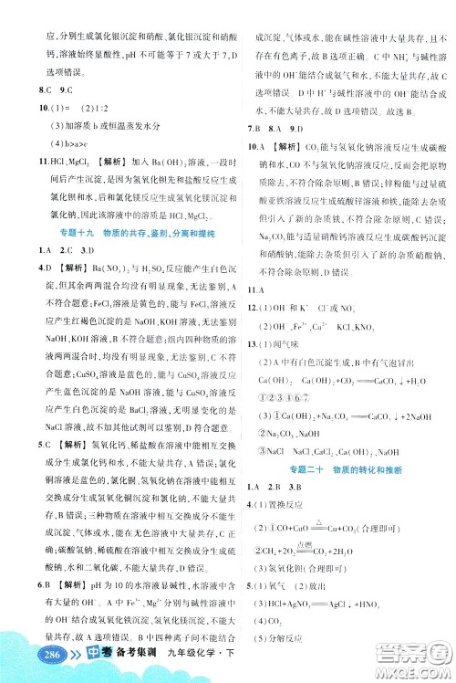 状元成才路2020版状元大课堂中考备考集训九年级下册化学人教版参考答案 状元成才路2020版状元大课堂中考备考集训九年级下册化学人教版参考答案