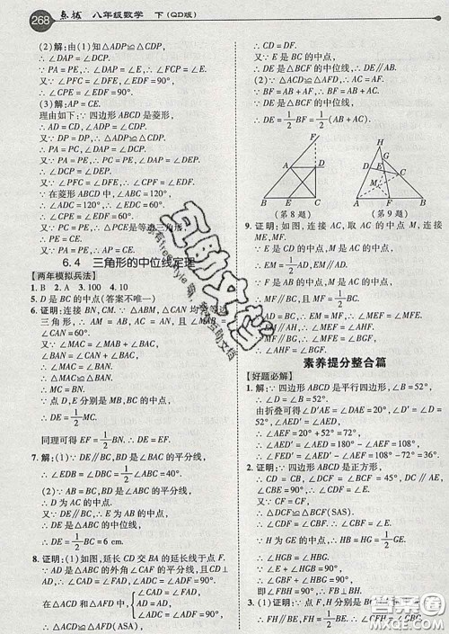 吉林教育出版社2020春特高级教师点拨八年级数学下册青岛版答案