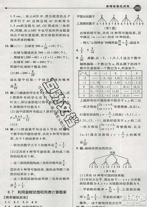 吉林教育出版社2020春特高级教师点拨九年级数学下册青岛版答案