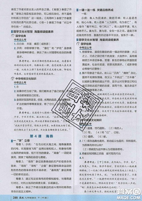 吉林教育出版社2020春特高级教师点拨九年级语文下册人教版答案