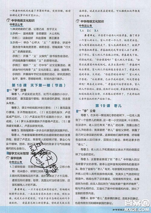 吉林教育出版社2020春特高级教师点拨九年级语文下册人教版答案