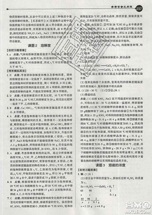 吉林教育出版社2020春特高级教师点拨九年级化学下册人教版答案