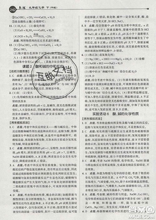 吉林教育出版社2020春特高级教师点拨九年级化学下册人教版答案
