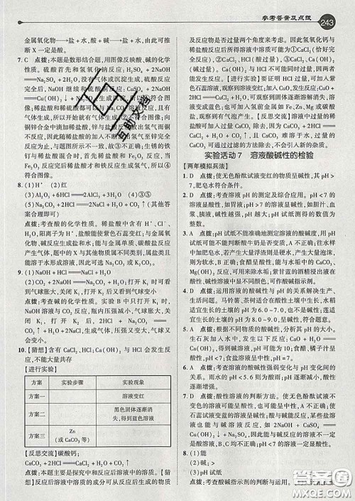 吉林教育出版社2020春特高级教师点拨九年级化学下册人教版答案