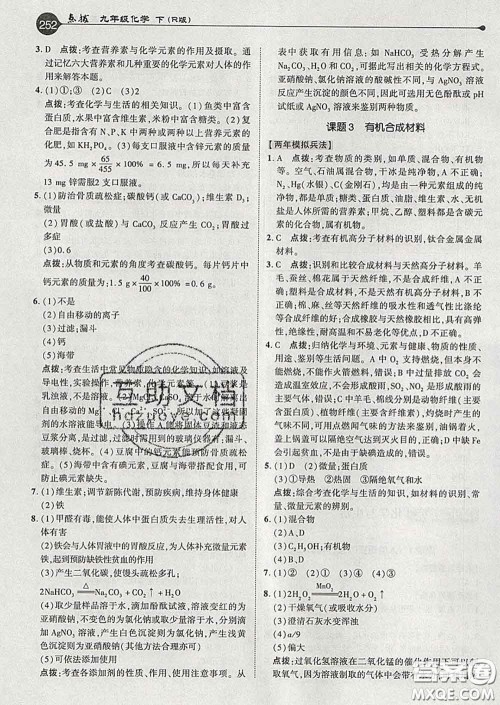 吉林教育出版社2020春特高级教师点拨九年级化学下册人教版答案
