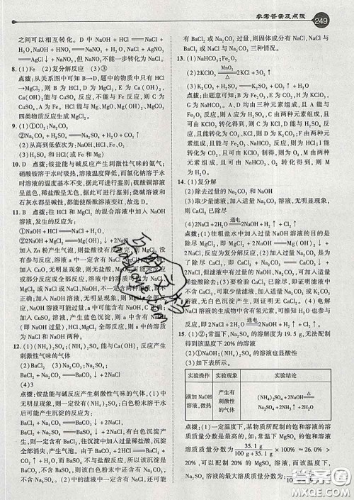 吉林教育出版社2020春特高级教师点拨九年级化学下册人教版答案