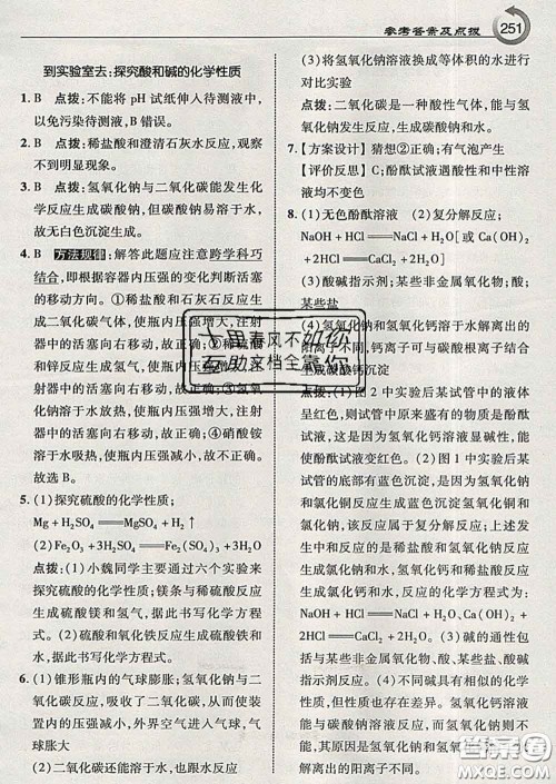 吉林教育出版社2020春特高级教师点拨九年级化学下册鲁教版答案