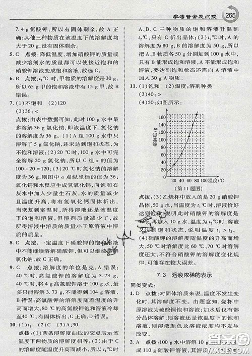 吉林教育出版社2020春特高级教师点拨九年级化学下册科学版答案