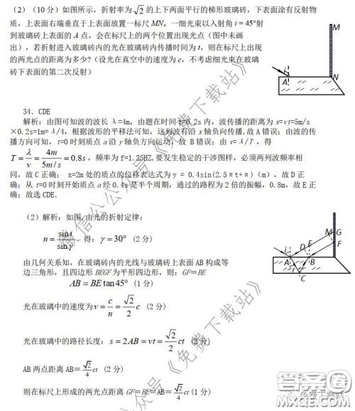 华师大一附中2020届高三2月检测线上理科综合能力测试试题及答案