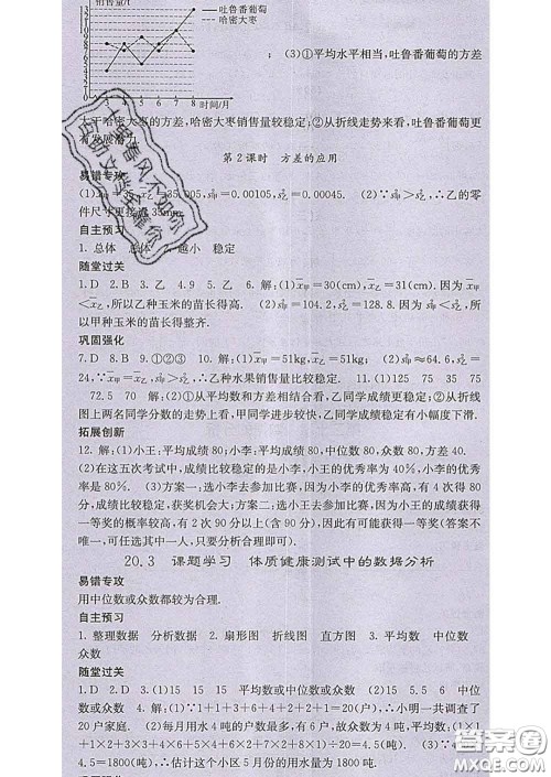 梯田文化2020春课堂点睛八年级数学下册人教版答案 梯田文化2020春课堂点睛八年级数学下册人教版答案