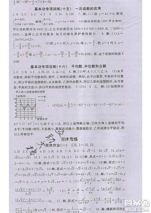 梯田文化2020春课堂点睛八年级数学下册人教版答案 梯田文化2020春课堂点睛八年级数学下册人教版答案