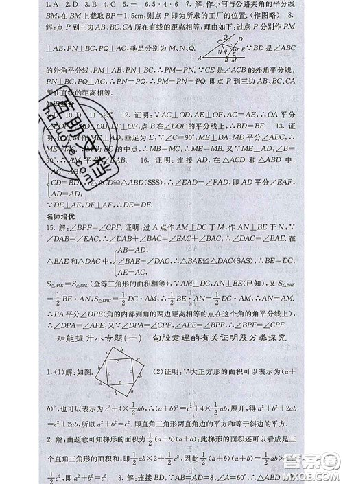 梯田文化2020春课堂点睛八年级数学下册湘教版答案