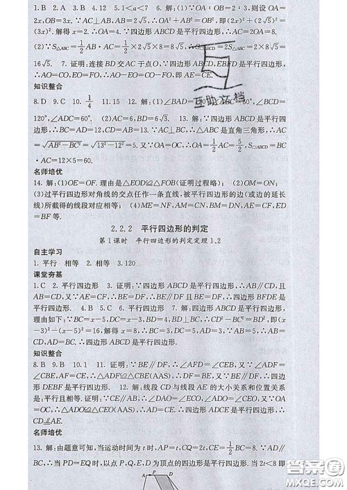 梯田文化2020春课堂点睛八年级数学下册湘教版答案