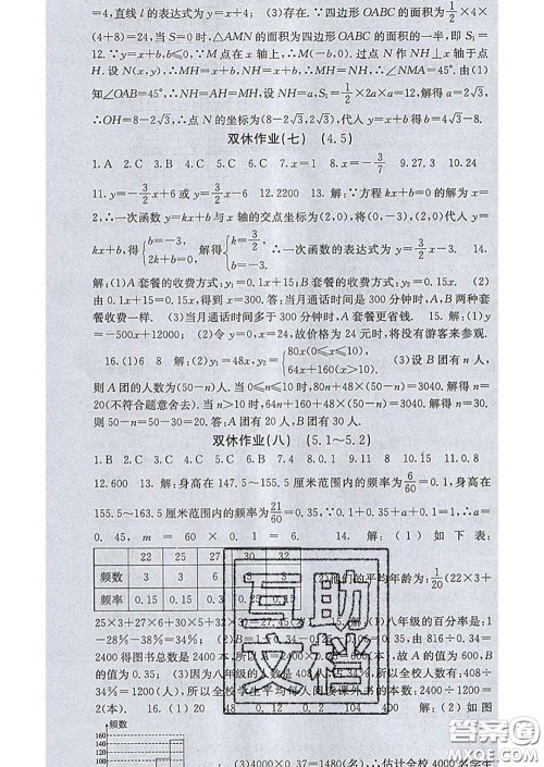 梯田文化2020春课堂点睛八年级数学下册湘教版答案 梯田文化2020春课堂点睛八年级数学下册湘教版答案