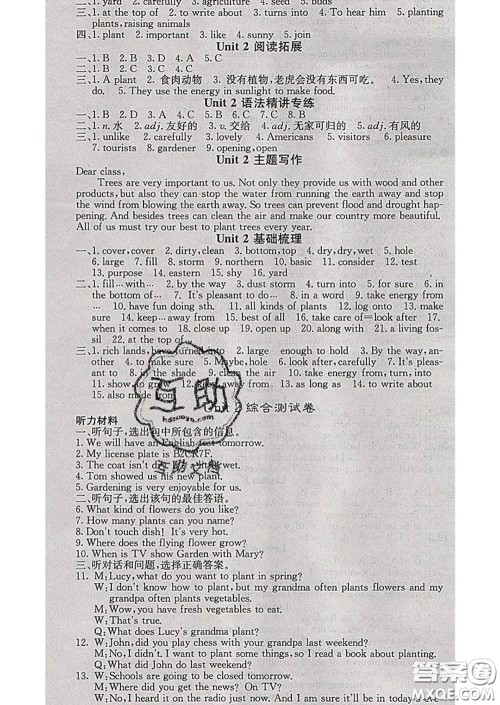 梯田文化2020春课堂点睛八年级英语下册冀教版答案