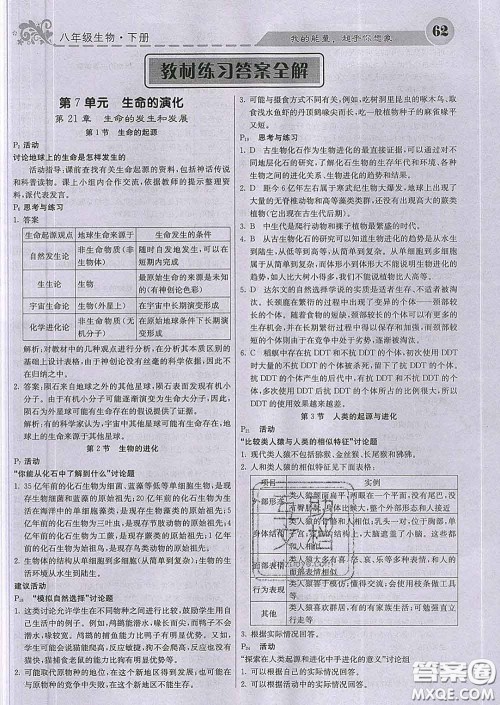 梯田文化2020春课堂点睛八年级生物下册北师版答案 梯田文化2020春课堂点睛八年级生物下册北师版答案