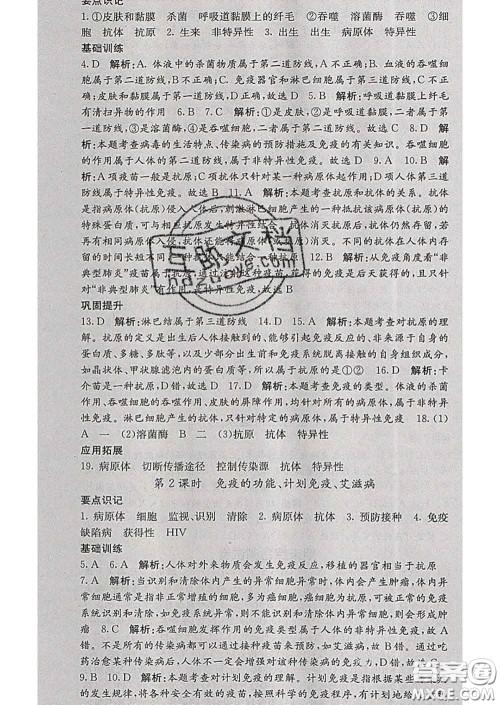 梯田文化2020春课堂点睛八年级生物下册人教版答案