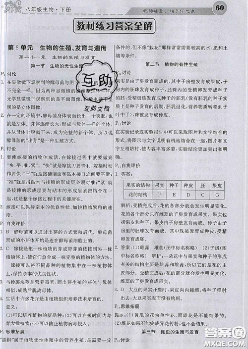 梯田文化2020春课堂点睛八年级生物下册苏教版答案 梯田文化2020春课堂点睛八年级生物下册苏教版答案