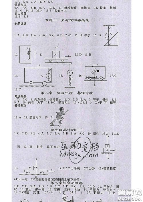 梯田文化2020春课堂点睛八年级物理下册人教版答案