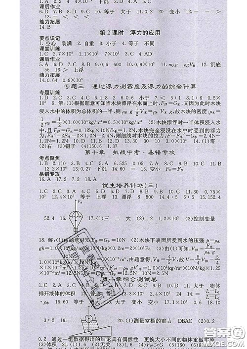 梯田文化2020春课堂点睛八年级物理下册人教版答案 梯田文化2020春课堂点睛八年级物理下册人教版答案