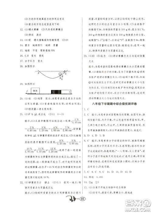 2020年考必胜名牌牛匹卷提优名卷物理八年级下册JSKJ江苏科教版参考答案 2020年考必胜名牌牛匹卷提优名卷物理八年级下册JSKJ江苏科教版参考答案