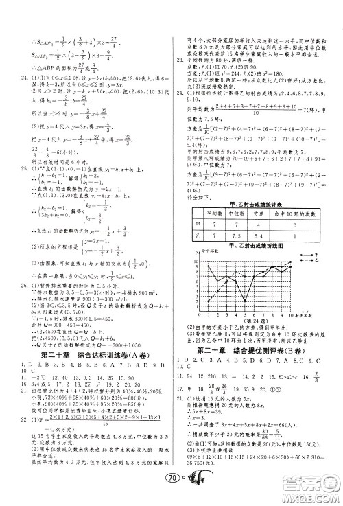 2020年考必胜名牌牛匹卷提优名卷数学八年级下册RMJY人民教育版参考答案